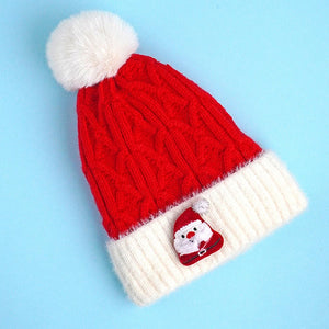 2pcs White Santa Christmas themed Winter Cap Beanie with matching Long style Neck Muffler for Kids, 3 - 10 Years - 3 - 10 Years Winter Wear