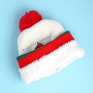 2pcs White Tree Christmas themed Winter Cap Beanie with matching Long style Neck Muffler for Kids, 3 - 10 Years - 3 - 10 Years Winter Wear