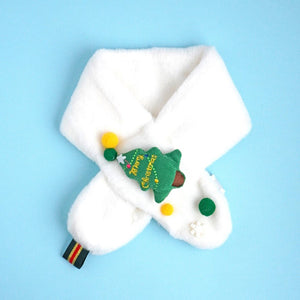 2pcs White Tree Christmas themed Winter Cap Beanie with matching Long style Neck Muffler for Kids, 3 - 10 Years - 3 - 10 Years Winter Wear