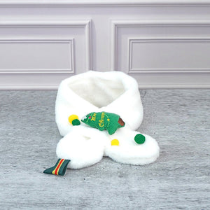 2pcs White Tree Christmas themed Winter Cap Beanie with matching Long style Neck Muffler for Kids, 3 - 10 Years - 3 - 10 Years Winter Wear