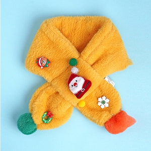 2pcs Yellow Santa Christmas themed Winter Cap Beanie with matching Long style Neck Muffler for Kids, 3 - 10 Years - 3 - 10 Years Winter Wear