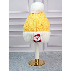 2pcs Yellow Santa Christmas themed Winter Cap Beanie with matching Long style Neck Muffler for Kids, 3 - 10 Years - 3 - 10 Years Winter Wear
