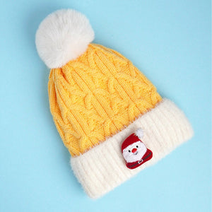 2pcs Yellow Santa Christmas themed Winter Cap Beanie with matching Long style Neck Muffler for Kids, 3 - 10 Years - 3 - 10 Years Winter Wear