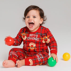 3 - 24 Months, Deer Face Cotton,Infants and Toddlers Christmas Nightsuit - 3 - 6 Months Nightsuits