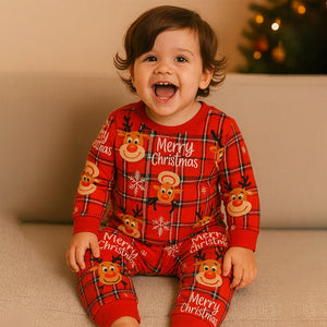 3 - 24 Months, Deer Face Cotton,Infants and Toddlers Christmas Nightsuit - 3 - 6 Months Nightsuits