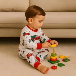3 - 24 Months, Red big Truck soft Cotton,Infants and Toddlers Christmas Nightsuit - 3 - 6 Months Nightsuits