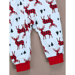 3 - 24 Months, Red Checks Deer soft Cotton,Infants and Toddlers Christmas Nightsuit - 3 - 6 Months Nightsuits