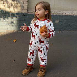 3 - 24 Months, Red Checks Deer soft Cotton,Infants and Toddlers Christmas Nightsuit - 3 - 6 Months Nightsuits