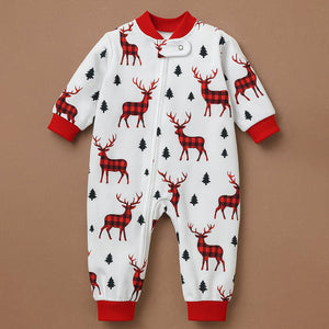 3 - 24 Months, Red Checks Deer soft Cotton,Infants and Toddlers Christmas Nightsuit - 3 - 6 Months Nightsuits