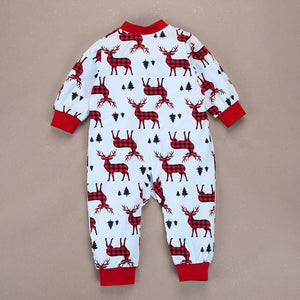 3 - 24 Months, Red Checks Deer soft Cotton,Infants and Toddlers Christmas Nightsuit - 3 - 6 Months Nightsuits
