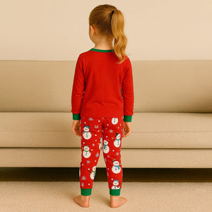 3 - 8 Yrs, Red 3Snowman soft Cotton Kids Christmas Nightsuit - 3 Years Nightsuits