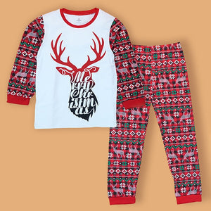 3 - 8 Yrs, Red Antlers soft Cotton Kids Christmas Nightsuit - 3 Years Nightsuits