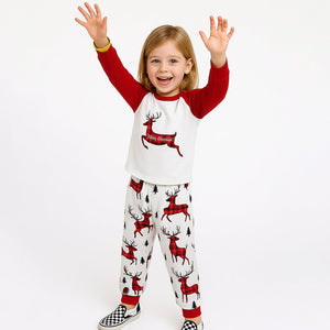 3 - 8 Yrs, Red Checks Deer soft Cotton,Kids Christmas Nightsuit - 3 Years Nightsuits