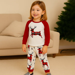 3 - 8 Yrs, Red Checks Deer soft Cotton,Kids Christmas Nightsuit - 3 Years Nightsuits