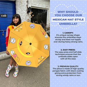 3 Ducklings theme, Unique Mexican Hat Style Kids Umbrella, 5-12 years, Orange - Little Surprise Box3 Ducklings theme, Unique Mexican Hat Style Kids Umbrella, 5-12 years, Orange