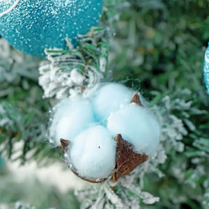 3 feet Pastel Blue Swirl Snowy Bushy Christmas Tree readily filled with ball ornament and Fillers - Christmas