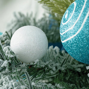 3 feet Pastel Blue Swirl Snowy Bushy Christmas Tree readily filled with ball ornament and Fillers - Christmas