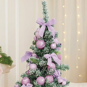 3 feet Pastel Purple Swirl Snowy Bushy Christmas Tree filled with balls and ornament Fillers - Christmas