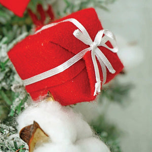 3 feet Red Swirl Frosty Bushy Christmas Tree filled with balls and ornament Fillers - Christmas