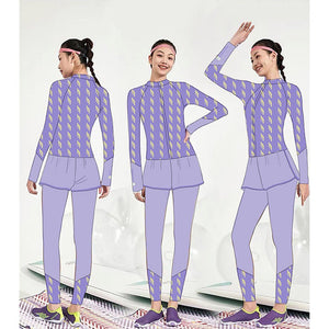 3 pcs Purple ThunderBolt Matching Top,leggings & Jacket style Swimwear set for Pre Teens & Teens - Little Surprise Box3 pcs Purple ThunderBolt Matching Top,leggings & Jacket style Swimwear set for Pre Teens & Teens