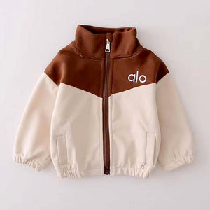 3 Pcs Set, Brown & Cream Tracksuit with and matching Sling Bag for Kids - 3 - 4 Years Kids Clothing