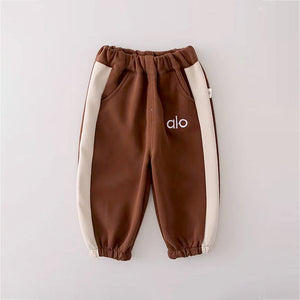 3 Pcs Set, Brown & Cream Tracksuit with and matching Sling Bag for Kids - 3 - 4 Years Kids Clothing