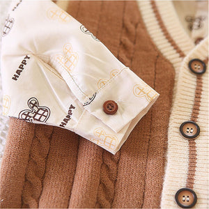 3 Pcs Set Cream Teddy Knitted Sweater Shirt And Pants Set For Toddler And Kids Winter And All Season Wear - 2 - 3 Years Kids Clothing
