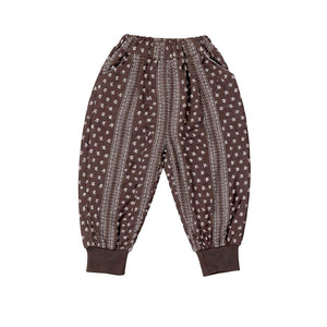 3 Pcs Set,Beige Vest with Double Button Detailing,Dark Brown Shirt & Printed Pants for Kids - 3 - 4 Years Winter Wear