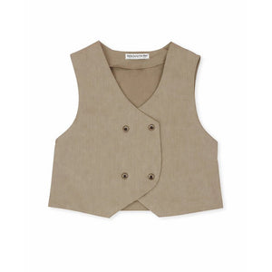 3 Pcs Set,Brown Waistcoat,White Peplum - style Top & Wide Leg Pants partwear set for Girls - 4 - 5 Years Winter Wear