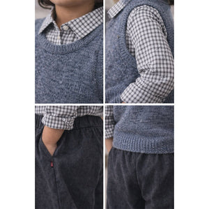 3 Pcs Set,Grey Balloon Pants with Knitted Vest & Checkered Shirt Partywear for Kids - 2 - 3 Years Winter Wear