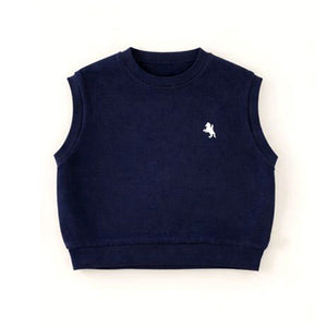 3 Pcs Set,Navy Horse Blue Sweater Vest,Checkered Shirt & Denims set for Kids - 2 - 3 Years Winter Wear