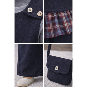 3 Pcs Set,Navy Sleevless Top, T-shirt &Wide Leg Pants with sling Bag - 2 - 3 Years Winter Wear
