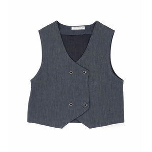 3 Pcs Set,Navy Waistcoat,White Peplum - style Top & Wide Leg Pants partwear set for Girls - 4 - 5 Years Winter Wear