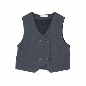 3 Pcs Set,Navy Waistcoat,White Peplum - style Top & Wide Leg Pants partwear set for Girls - 4 - 5 Years Winter Wear