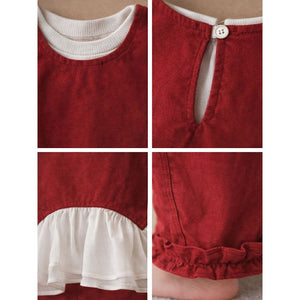 3 Pcs Set,Red Frilly Layered Top,White T-shirt with Frill Pants Partywear set for Girls - 2 - 3 Years Winter Wear
