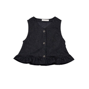 3 Pcs Set,Winterwear Black Ruffled Vest,Ivory Shirt & Flare Pants for Girls - 4 - 5 Years Winter Wear