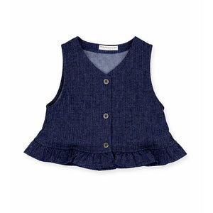 3 Pcs Set,Winterwear Navy Ruffled Vest,Ivory Shirt & Flare Pants for Girls - 4 - 5 Years Winter Wear