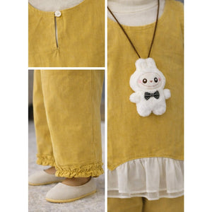 3 Pcs Set,Yellow Layered Top,White T-shirt with Frill Pants Partywear set for Girls - 2 - 3 Years Winter Wear