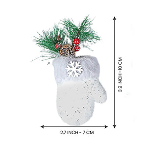 3 pcs Silver Furry Winter Accessories themed Christmas Tree Ornaments - XMAS TREE ORNAMENTS