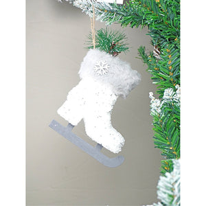 3 pcs Silver Furry Winter Accessories themed Christmas Tree Ornaments - XMAS TREE ORNAMENTS