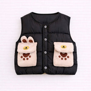 3 Pcs Winter Set, Black Puffer Sleevless Jacket, Hoodie & Pants for Kids, Winterwear - 2 - 3 Years Kids Clothing