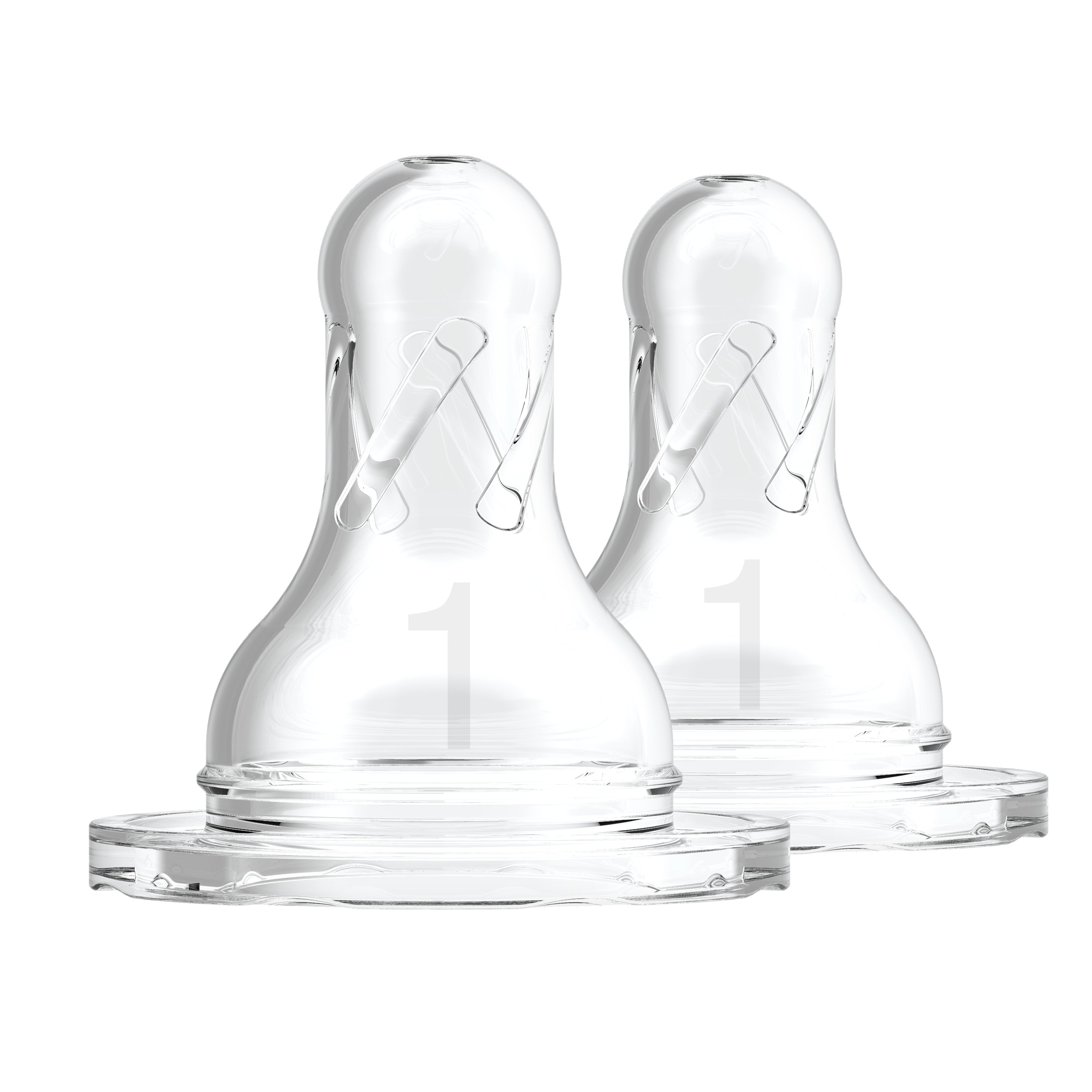 Dr. Brown'S Level 1 Silicone Narrow Nipple, 2-Pack Transparent Birth+ to 3M