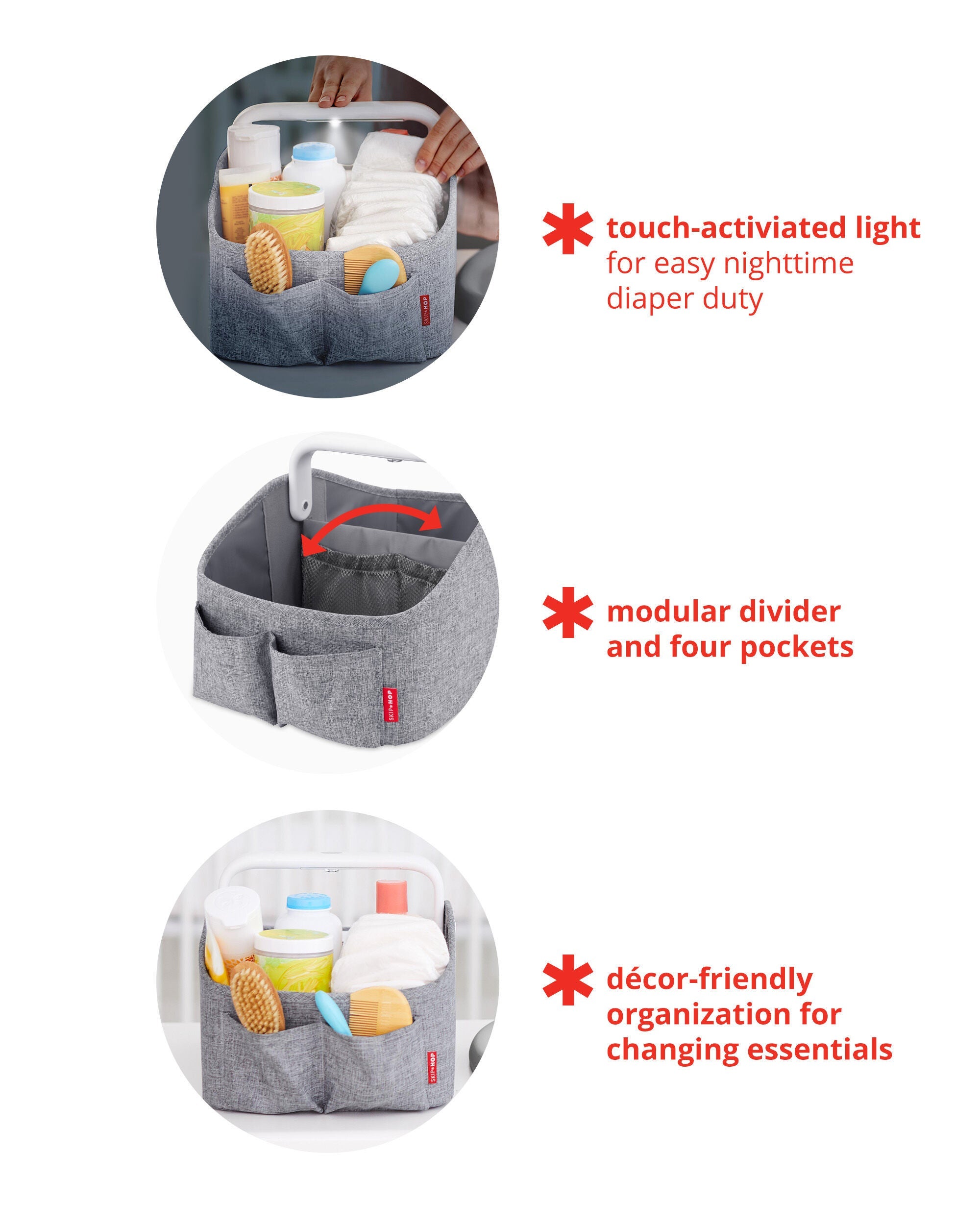 Skip Hop Light Up Diaper Caddy Diaper Changing Kits - Grey