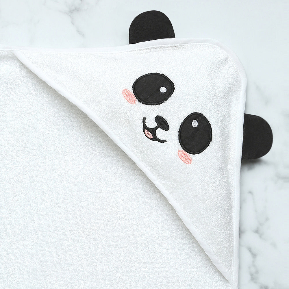 Fancy Fluff Bamboo Cotton Baby Hooded Towel- PANDA