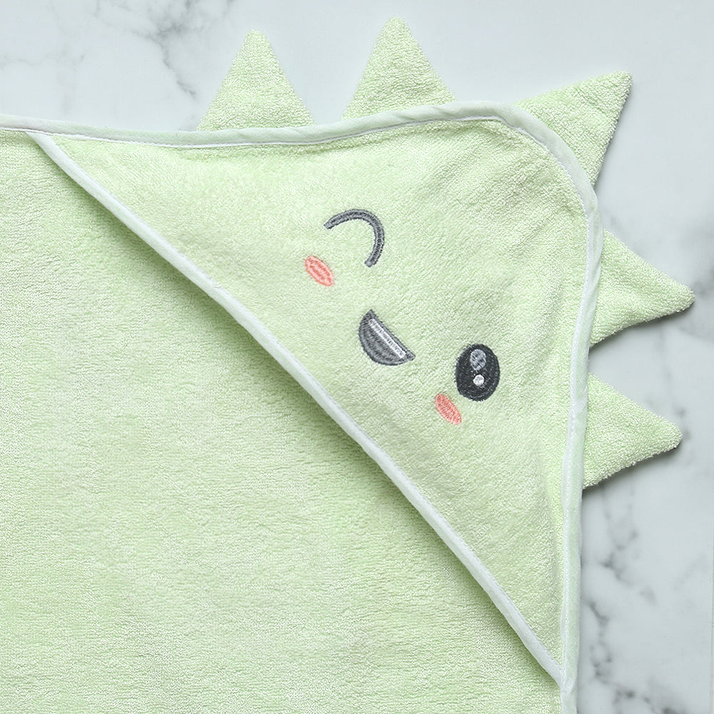 Fancy Fluff Bamboo Cotton Baby Hooded Towel- DINO