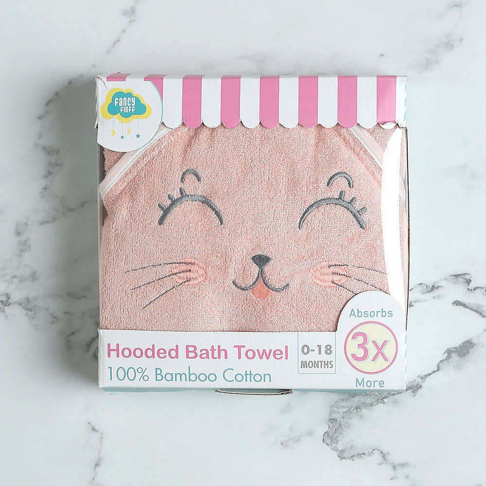 Fancy Fluff Bamboo Cotton Baby Hooded Towel- KITTY