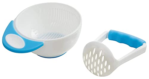 Safe-O-Kid- Grinding Feeding Bowl, Portable Masher/Serving Bowl- Blue