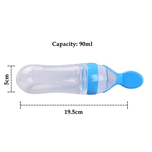 Safe-O-Kid, Squeezy Silicone Food Feeder Spoon Bottle, Blue, 90ml, Pack of-1