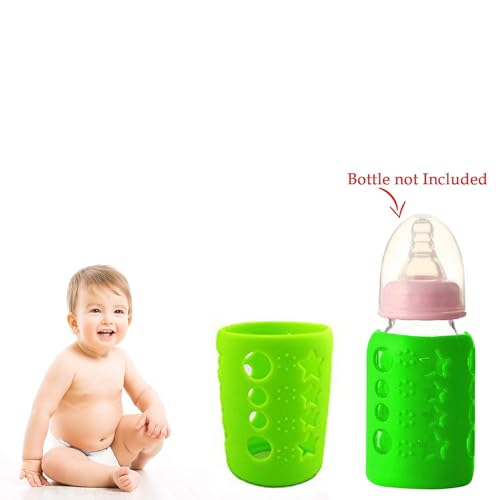 Safe-O-Kid- Silicone Baby Feeding Bottle Cover, Medium 120 ml- Green (Pack of 2)