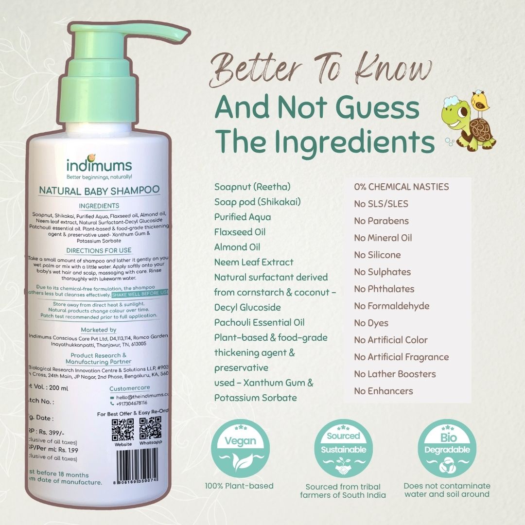 Indimums Baby Skin & Hair Care Combo | 2X 200ML